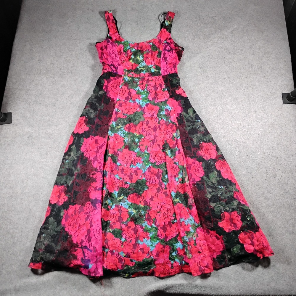 Tracy Reese New York Pink Floral Lace Fit and Flare Midi Dress Size 6